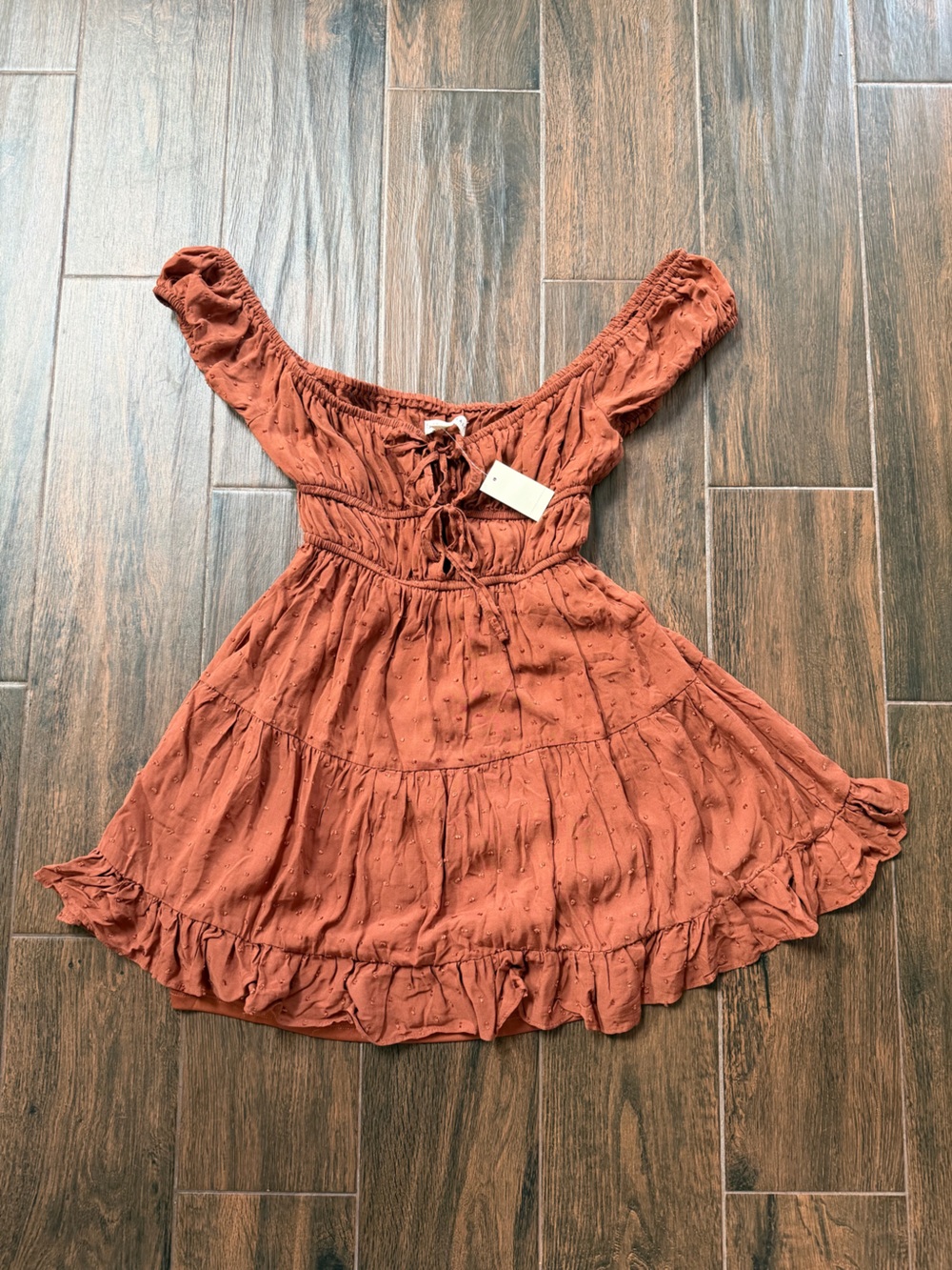 NWT Aeropostale women’s Rust Brown Ruffle Summer Dress XS boho